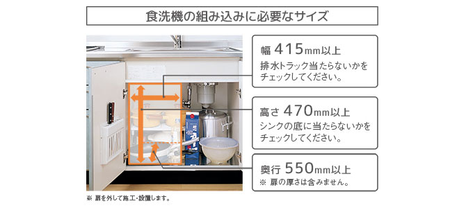 食器洗い乾燥機／食洗器の組み込みに必要なサイズ